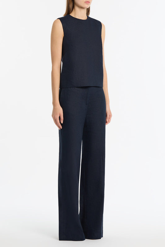 Carla Zampatti Linen Tank Top (Navy)