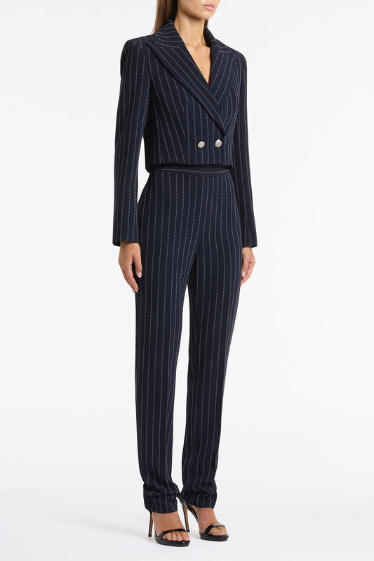 Carla Zampatti Pinstripe Cropped Jacket (Navy)