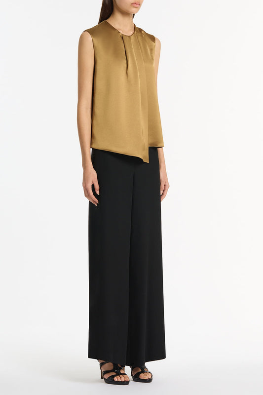 Carla Zampatti Old Lustre Satin Tuck Front Top (Gold)