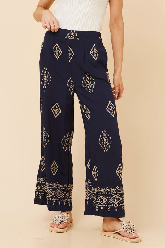 Stella LOXANA BORDER PRINT PANTS (Navy)