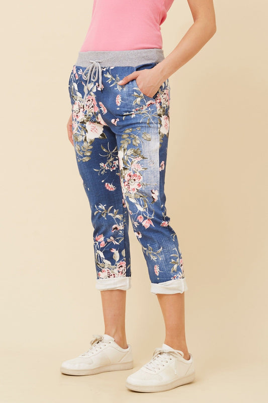 GINNA FLORAL JOGGER (Dark Denim)