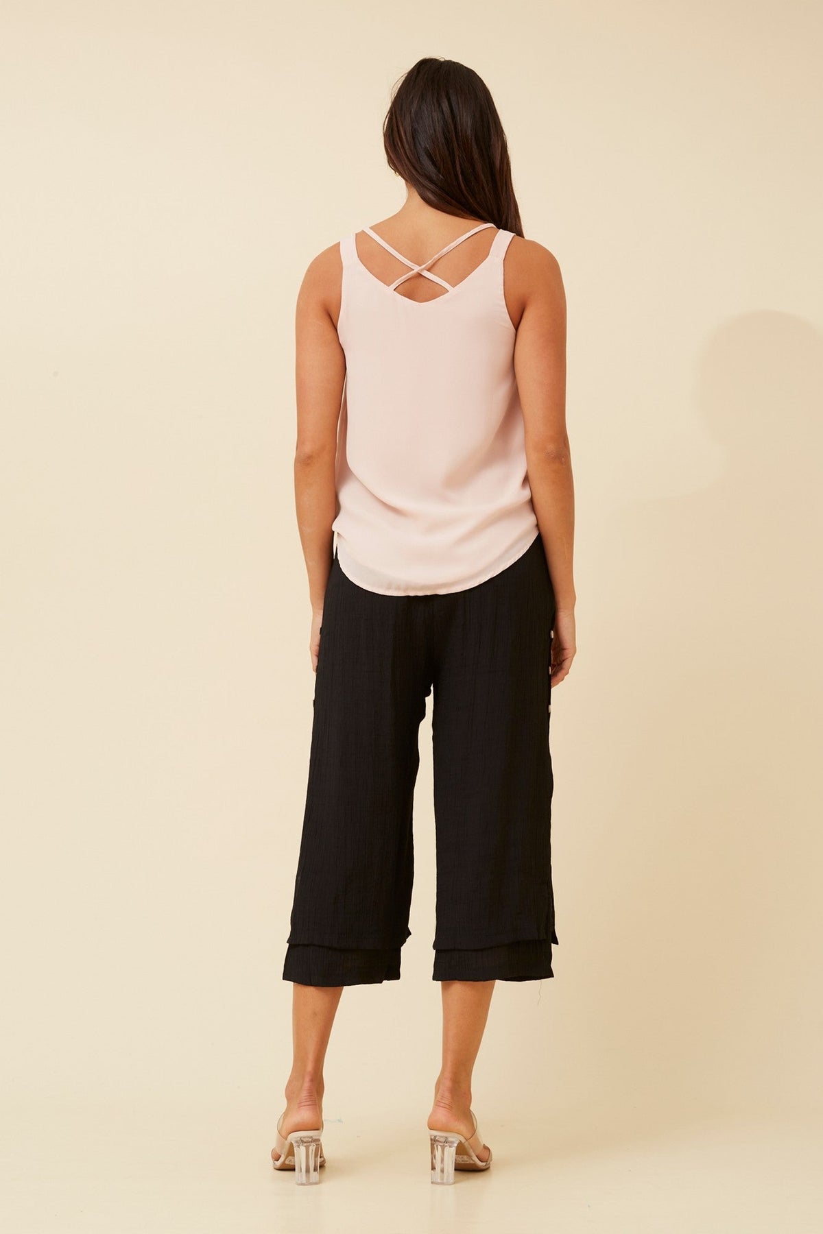 DAMIANA BUTTON DETAIL CULOTTES (Black)
