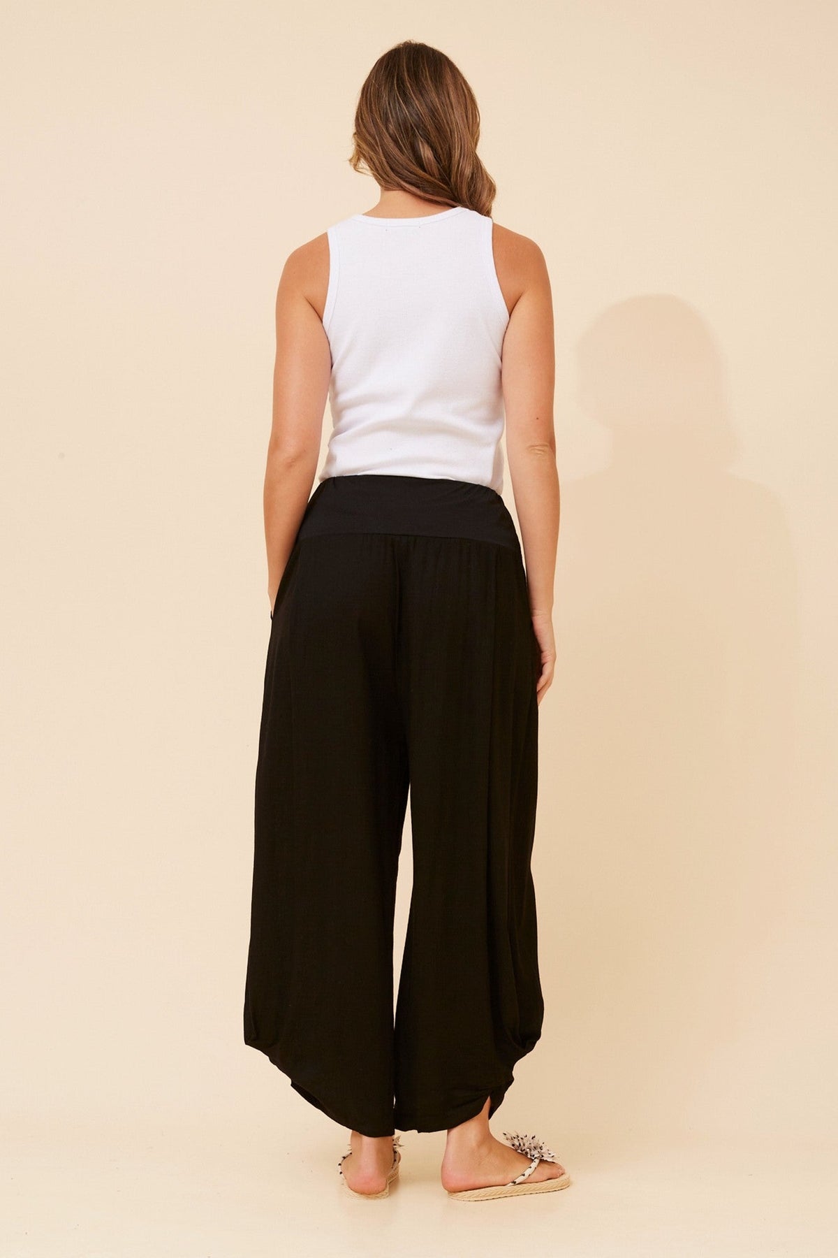 Caroline Morgan Australia FREYA LINEN BLEND PANTS (Black)