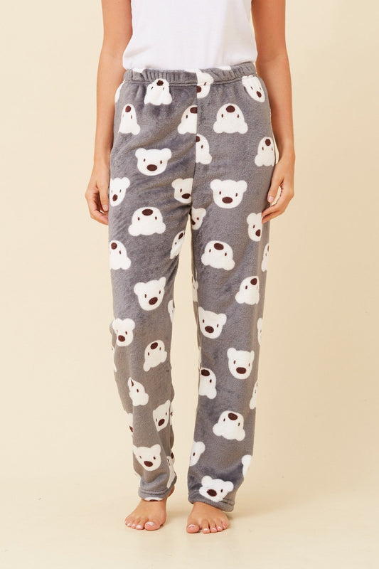 Caroline Morgan Australia LEE TEDDY PRINT PLUSH PYJAMA PANTS (Light Blue)