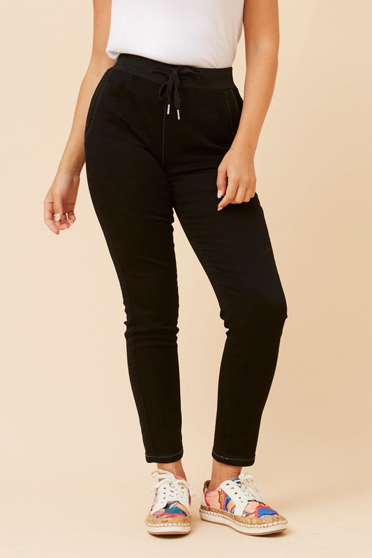 JANJA SOLID JOGGER PANTS (Black)