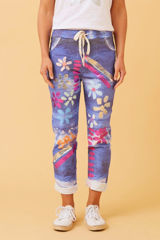 JANJA FLORAL JOGGER PANTS (Navy)