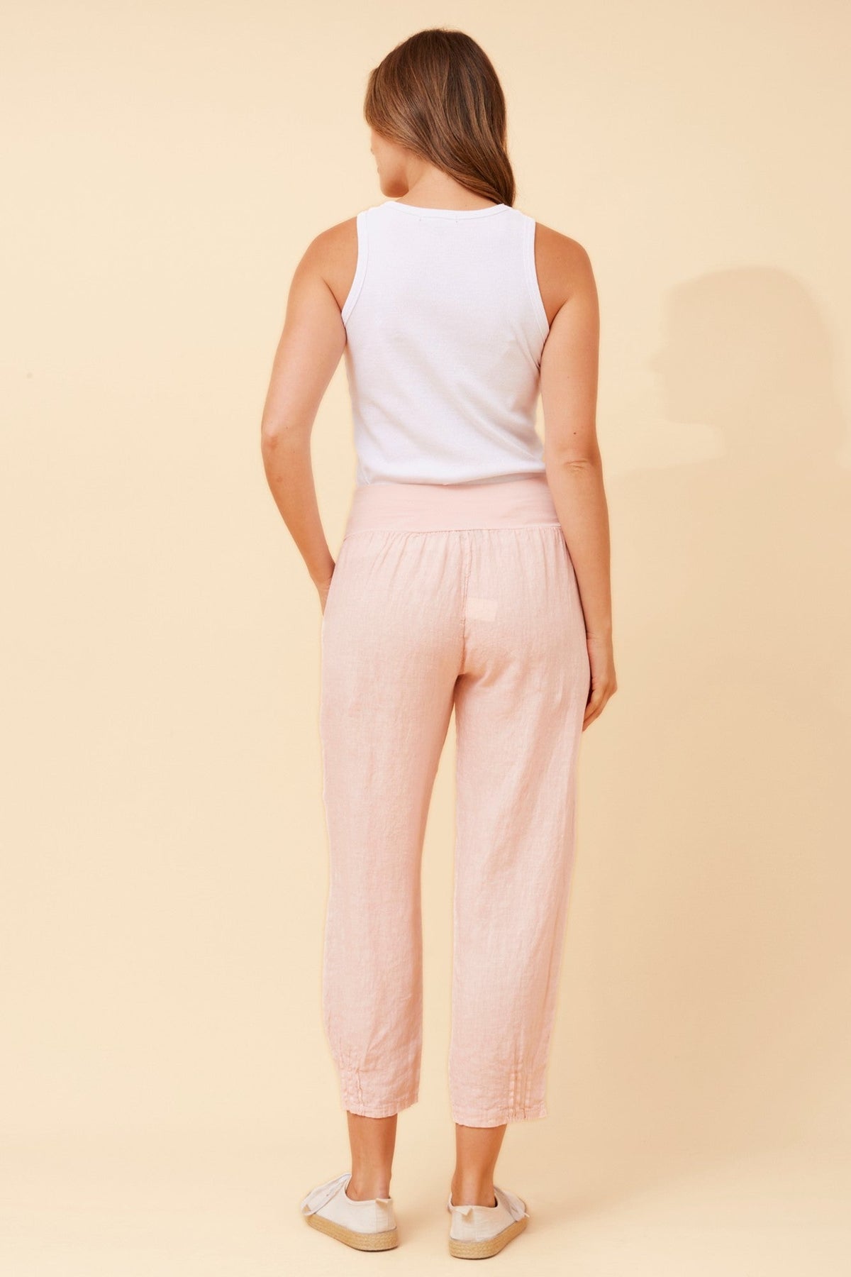 BOTTEGA MODA FINN SOLID LINEN PANTS (Blush)