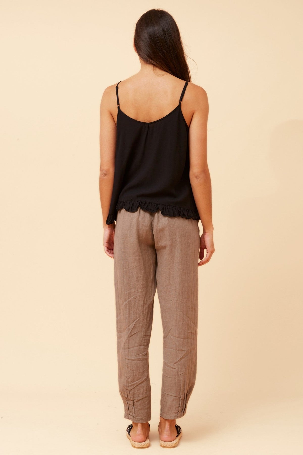 BOTTEGA MODA FINN SOLID LINEN PANTS (Fango)