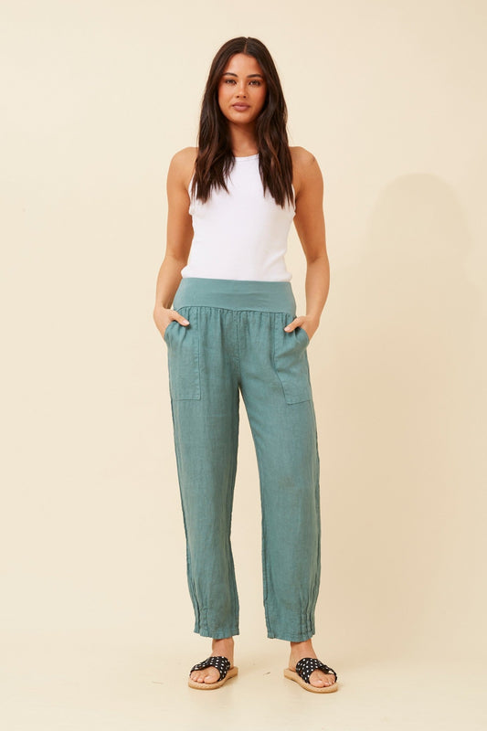BOTTEGA MODA FINN SOLID LINEN PANTS (Lago)