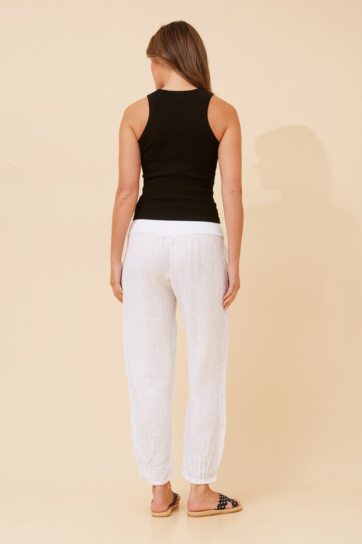 BOTTEGA MODA FINN SOLID LINEN PANTS (White)