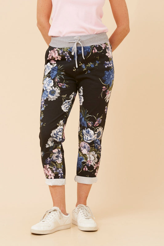 GINNA FLORAL JOGGER PANTS (Multi Black)