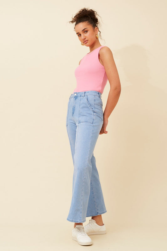 RACH WIDE LEG DENIM PANTS (Light Denim)