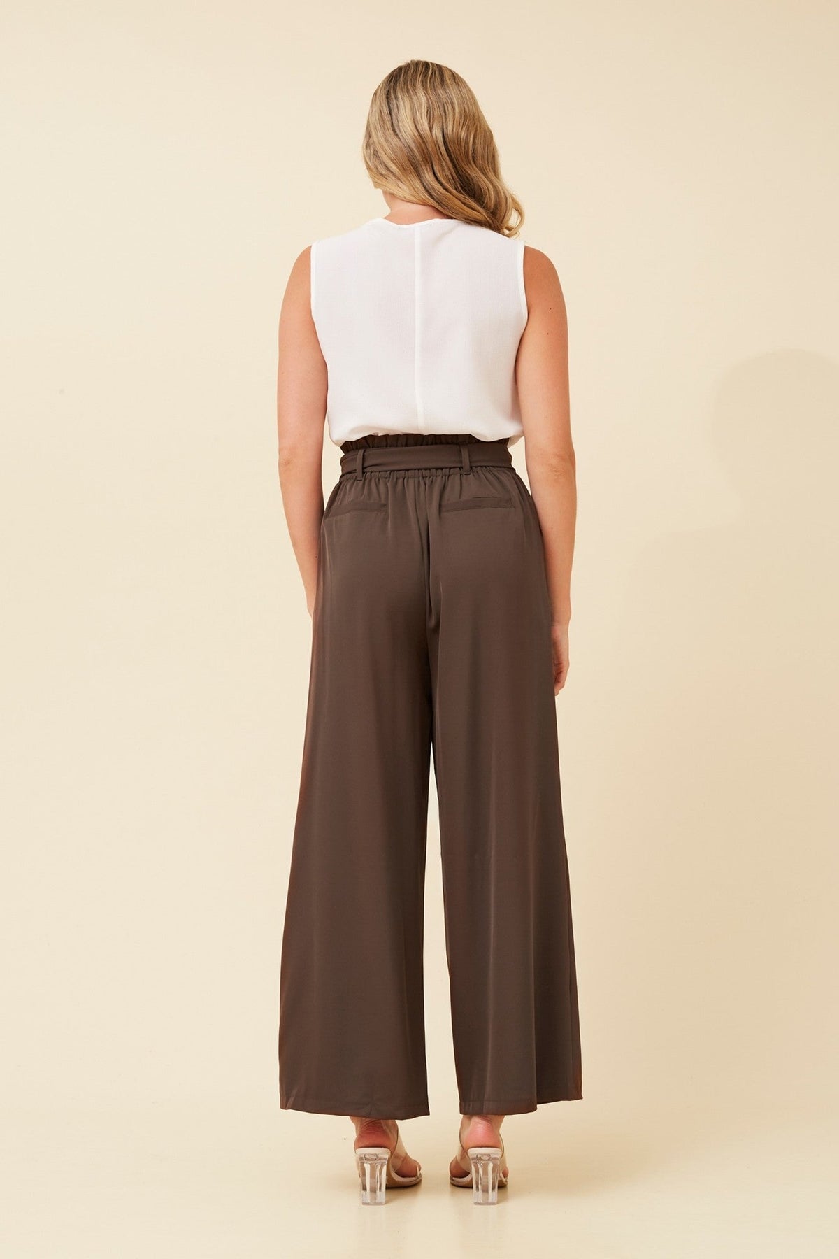 Caroline Morgan Australia WINIFRED PAPER BAG PANTS (Chocolate)