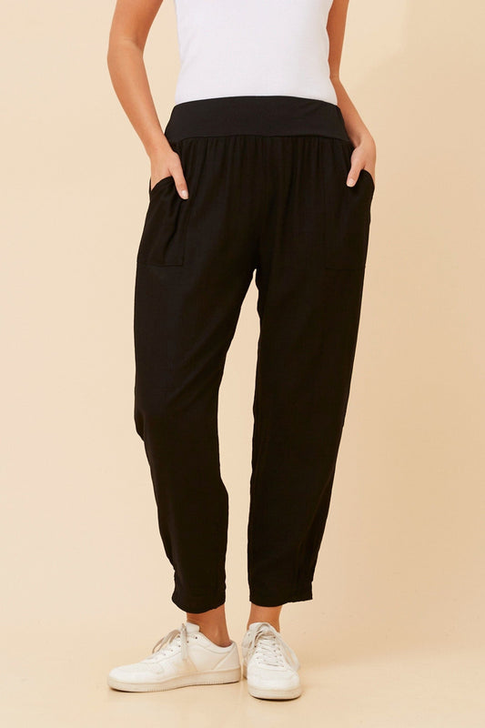 Caroline Morgan Australia NEROLA LINEN PANTS (Black)