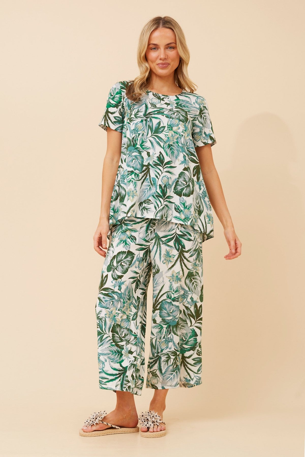 SUZE LEAF PRINT CULOTTES (Multi Green)