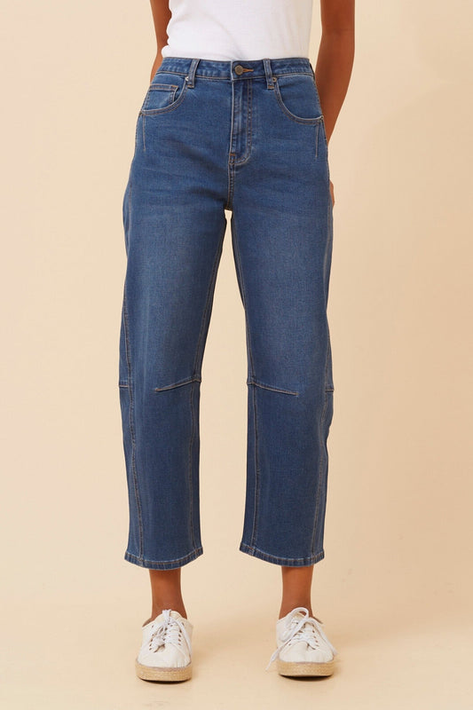 MECONI DENIM BARREL PANTS (Mid Denim)