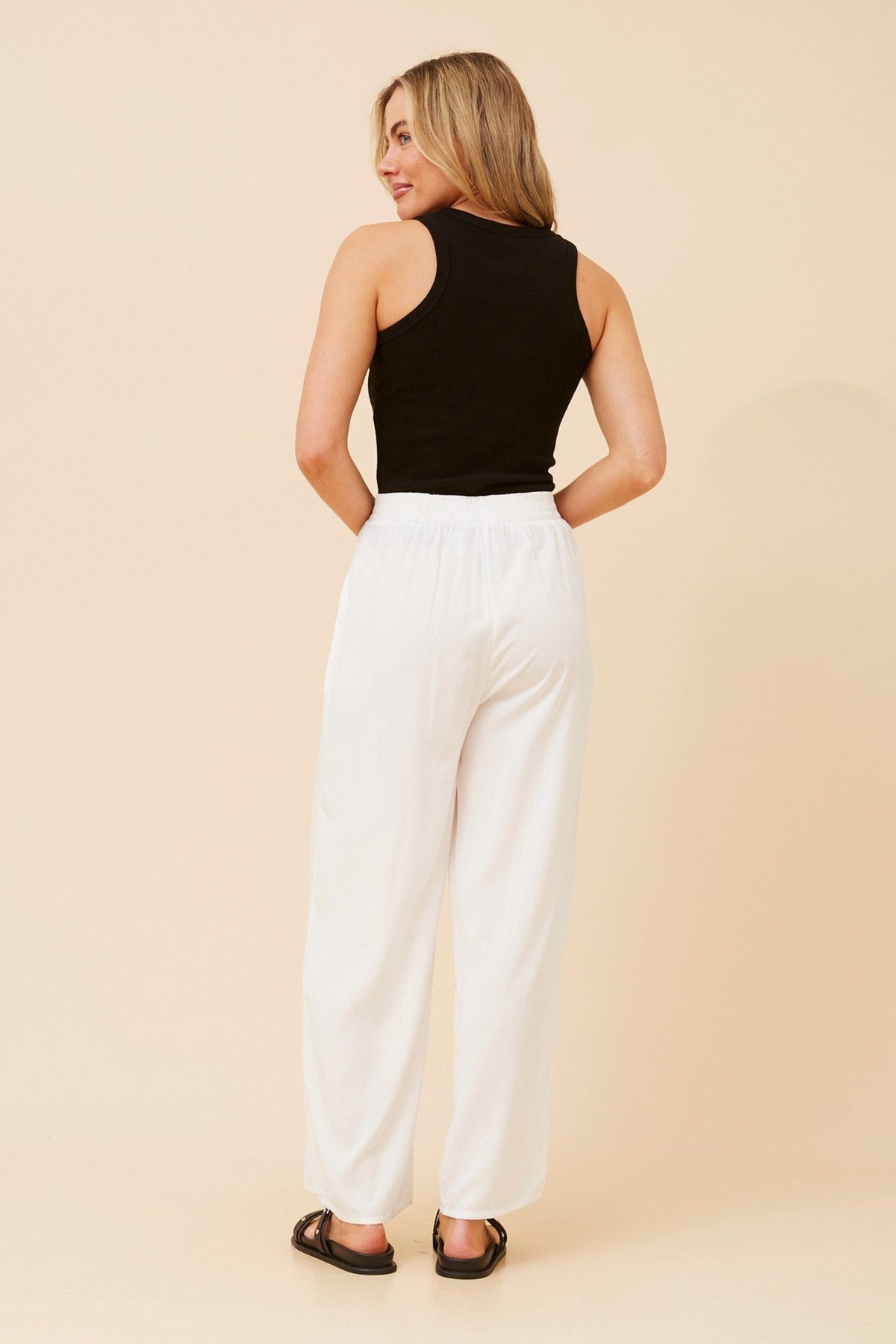 Caroline Morgan Australia SUZZEL SOLID WIDE LEG PANTS (White)