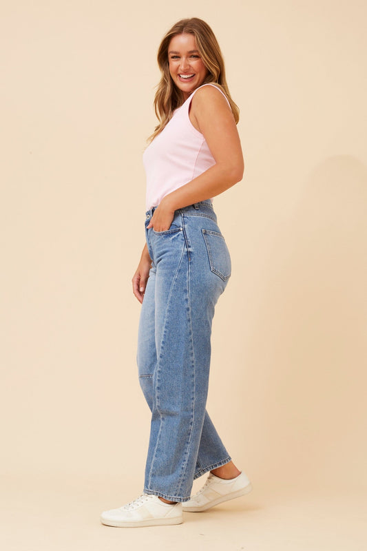 JESSALYN DENIM BARREL PANTS (Light Denim)