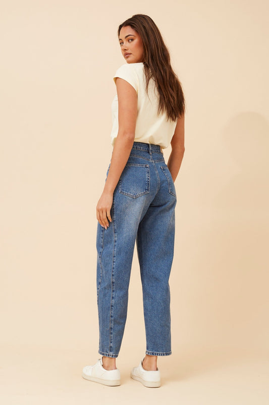 JAELYN DENIM BARREL PANTS (Mid Denim)