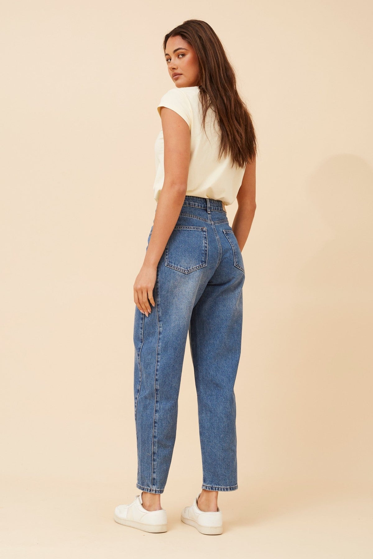 JAELYN DENIM BARREL PANTS (Mid Denim)