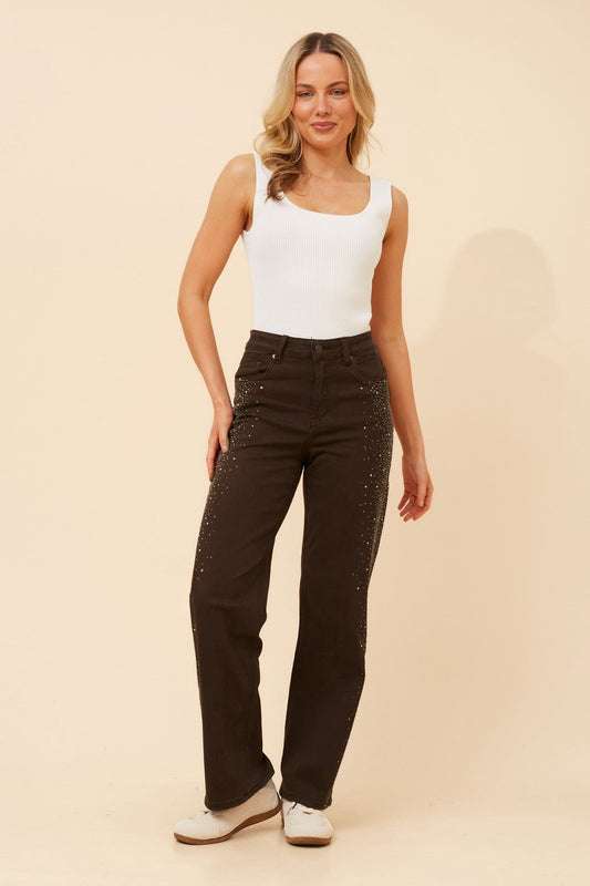 INFINITY MICOLE DIAMANTE DENIM PANTS (Chocolate)