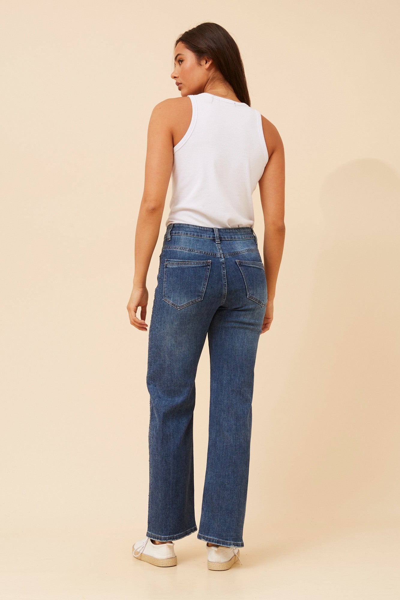 MICOLE DIAMANTE DENIM PANTS (Dark Denim)