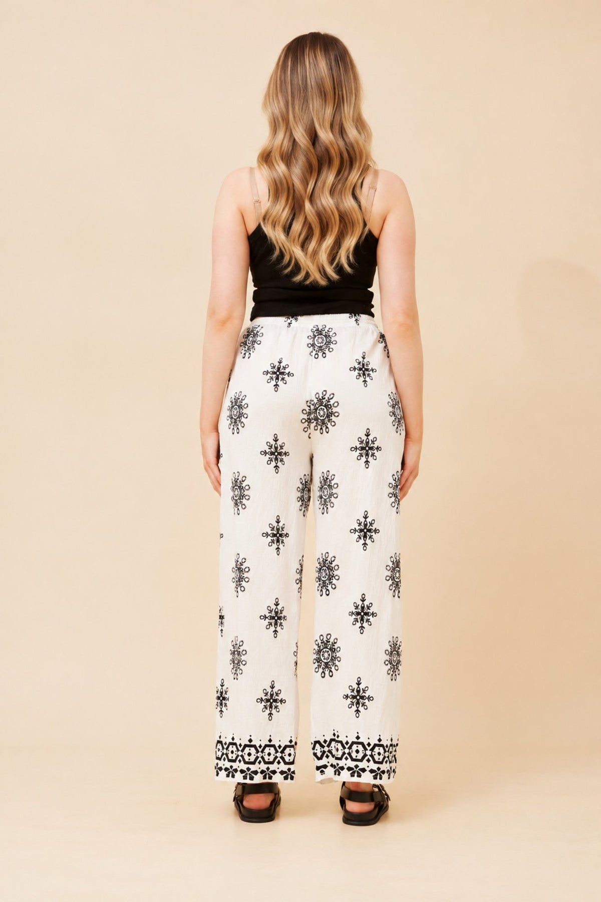 Caroline Morgan Australia KARSYN EMBROIDERY PRINT PANTS (White)