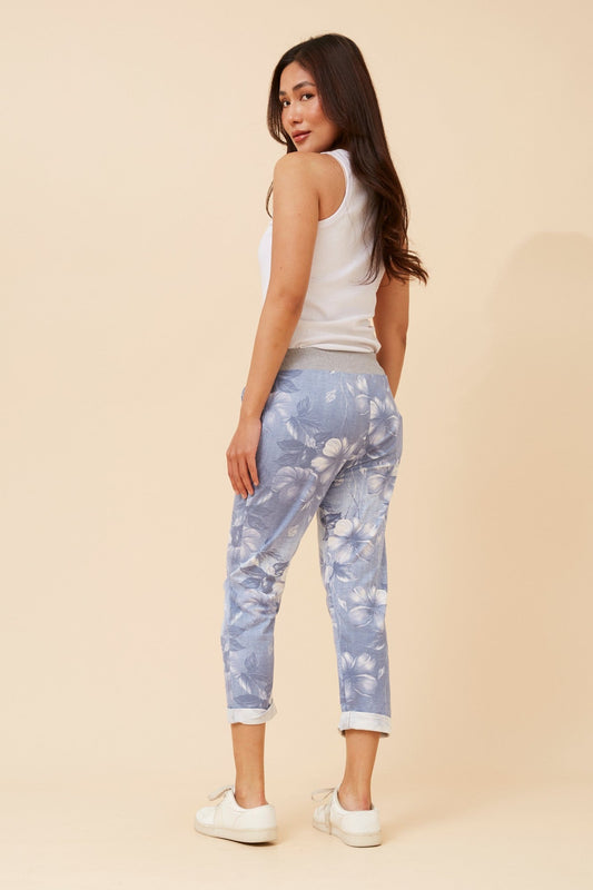 GINNA FLORAL JOGGER PANTS (Blue)
