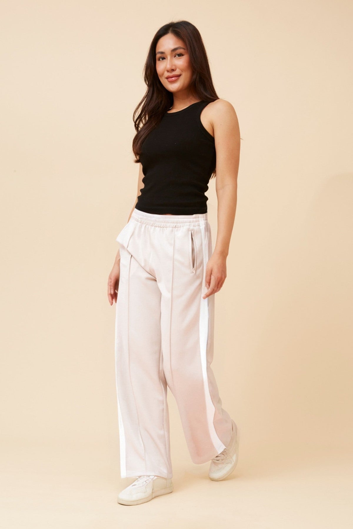 ORTENSA SIDE STRIPE PANTS (Beige)
