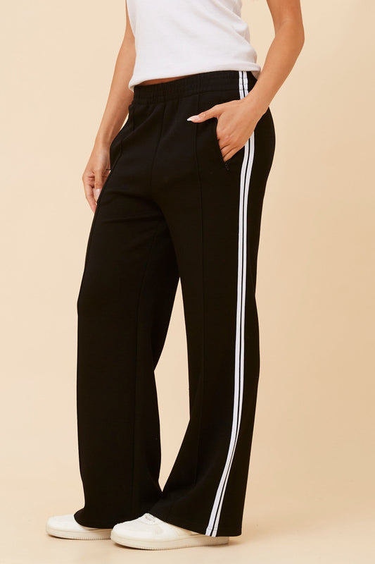 ORTENSA SIDE STRIPE PANTS (Black)