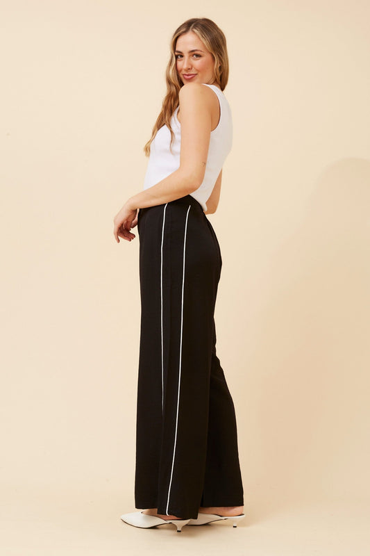 MIRIELLE SOLID WIDE LEG PANTS (Black)