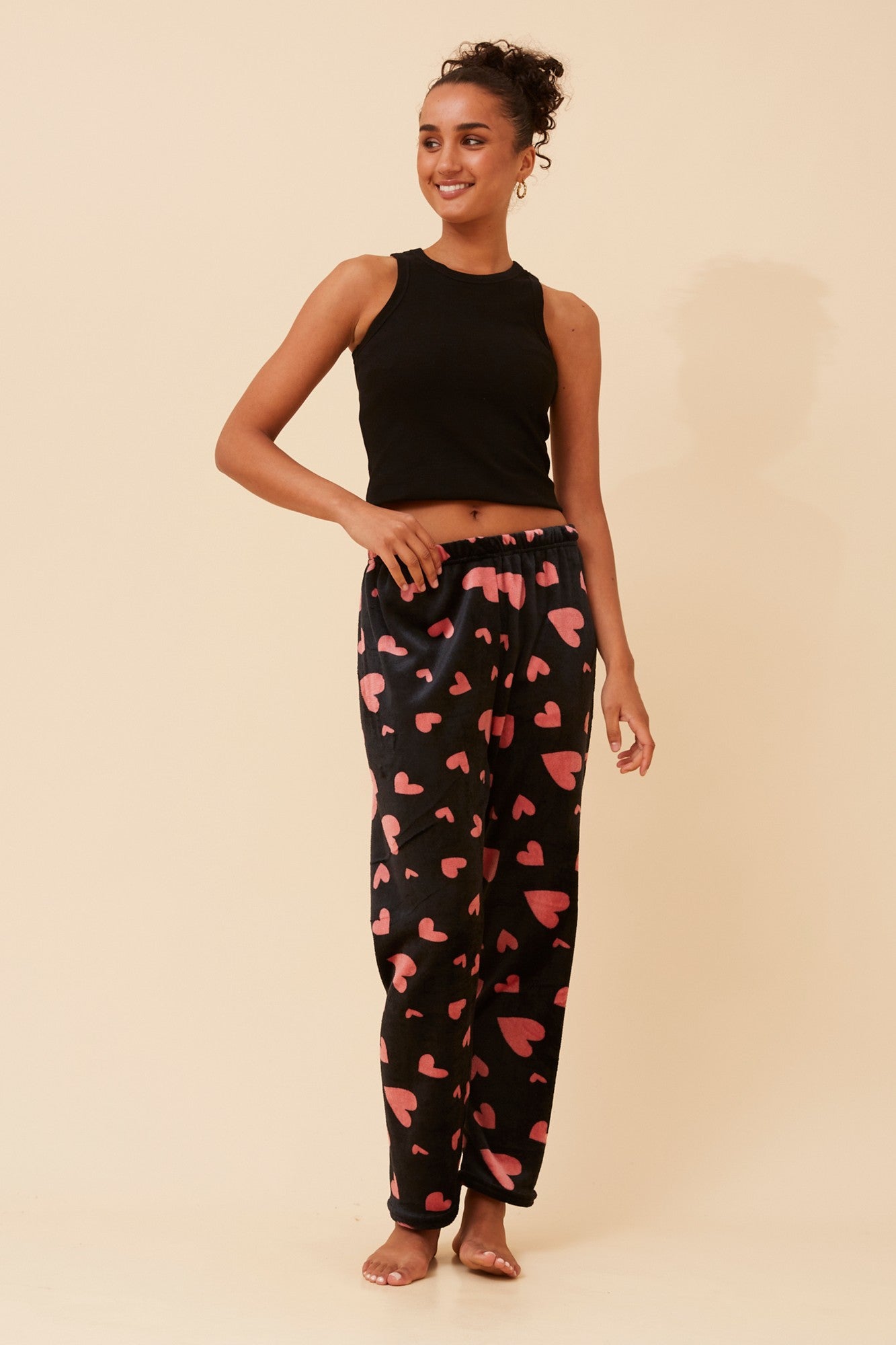 LEE HEART PRINT PYJAMA PANTS (Black)