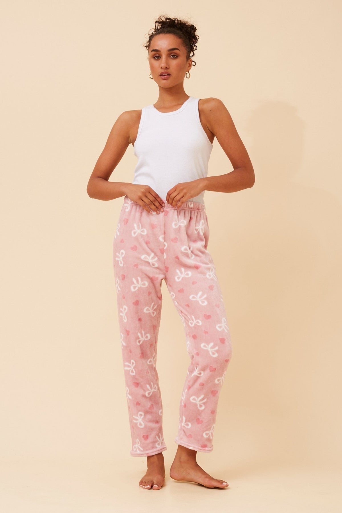 LEE BOW PRINT PYJAMA PANTS (Dusty Pink)