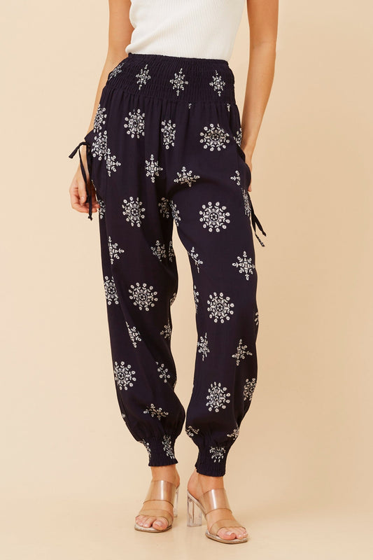 HAREM ABSTRACT PRINT PANTS (Navy)