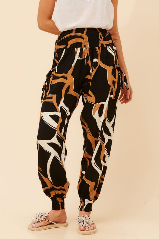 HAREM ABSTRACT PRINT PANTS (Toffee)