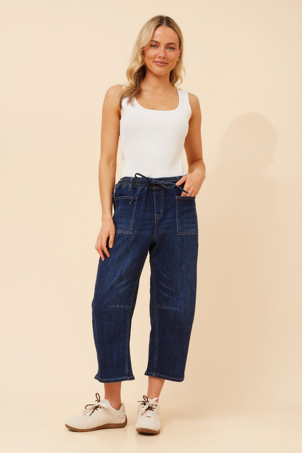 Image of Jeans. Product name - LUMA SOLID DENIM PANTS in Dark Denim colour by brand - INFINITY DENIM