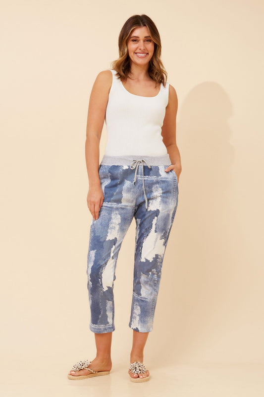 GINNA ABSTRACT PRINT JOGGER PANTS (Black)