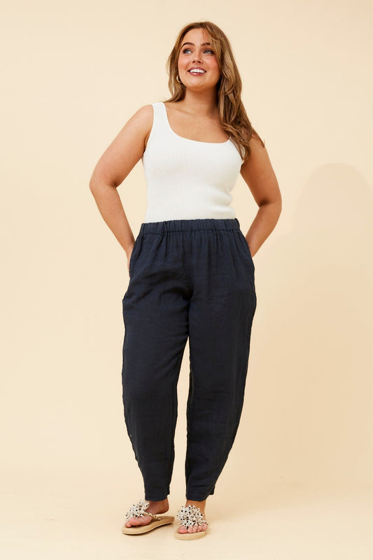 BOTTEGA MODA JOURNEE SOLID LINEN PANTS (Fango)