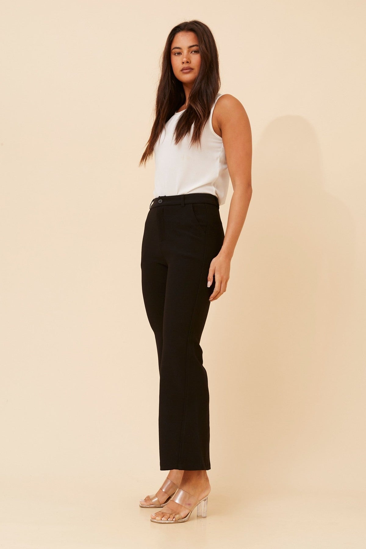 ELVISA FLARED LEG PANTS (Black)