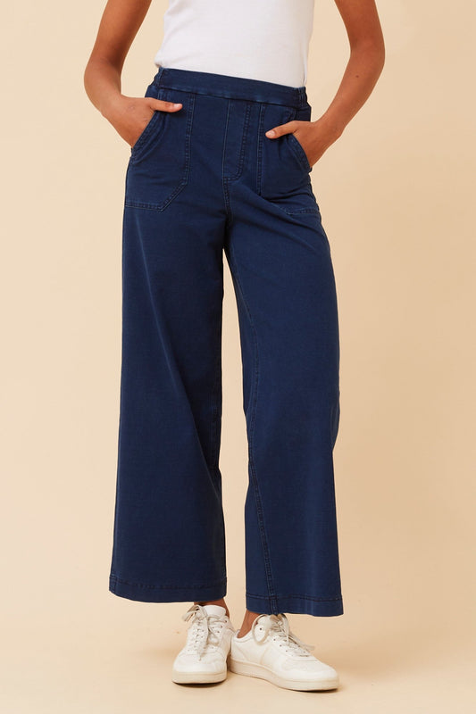 VIVICA WIDE LEG DENIM PANTS (Dark Denim)