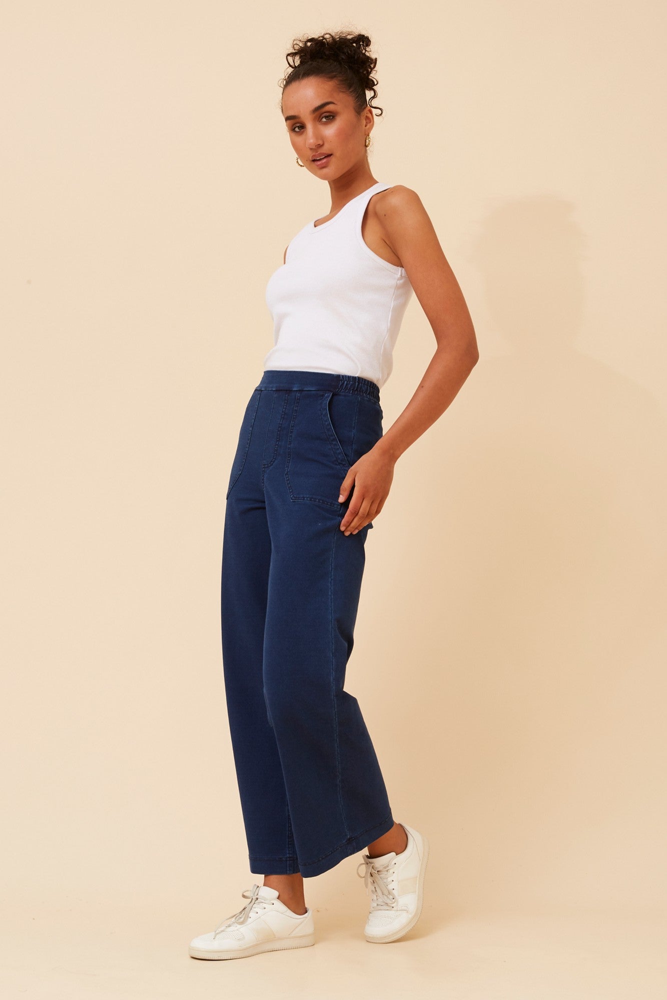 VIVICA WIDE LEG DENIM PANTS (Dark Denim)