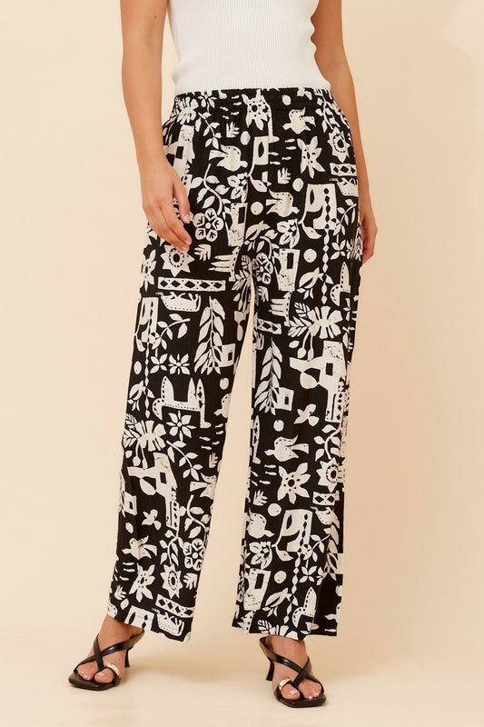 YULENKA WANDERLUST PRINT PANTS (Black/Cream)