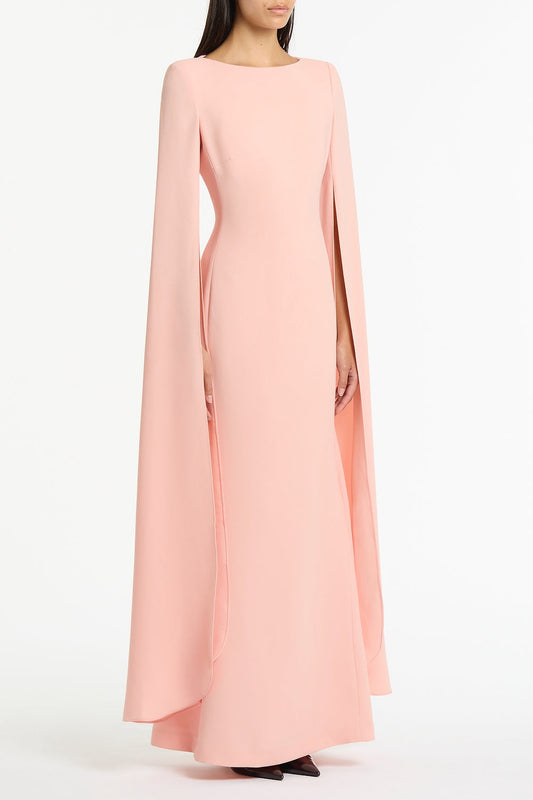 Carla Zampatti Pale Rose Crepe Celebration Sleeve Gown (Pink)