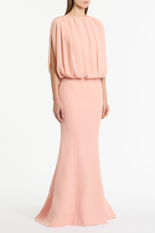 Carla Zampatti Pale Rose Georgette Gathered Capelet Top (Pink)