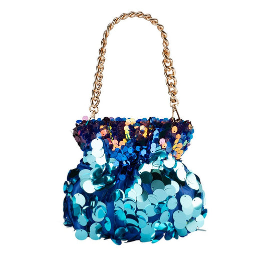 Olga Berg PEDRO Sequin Pouch (Blue)