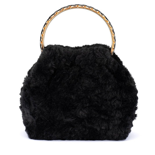 Olga Berg PHILLIPA Fur Top Handle (Black)