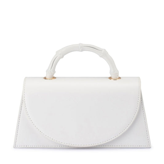 Olga Berg PHOEBE Bamboo Handle Bag (White)