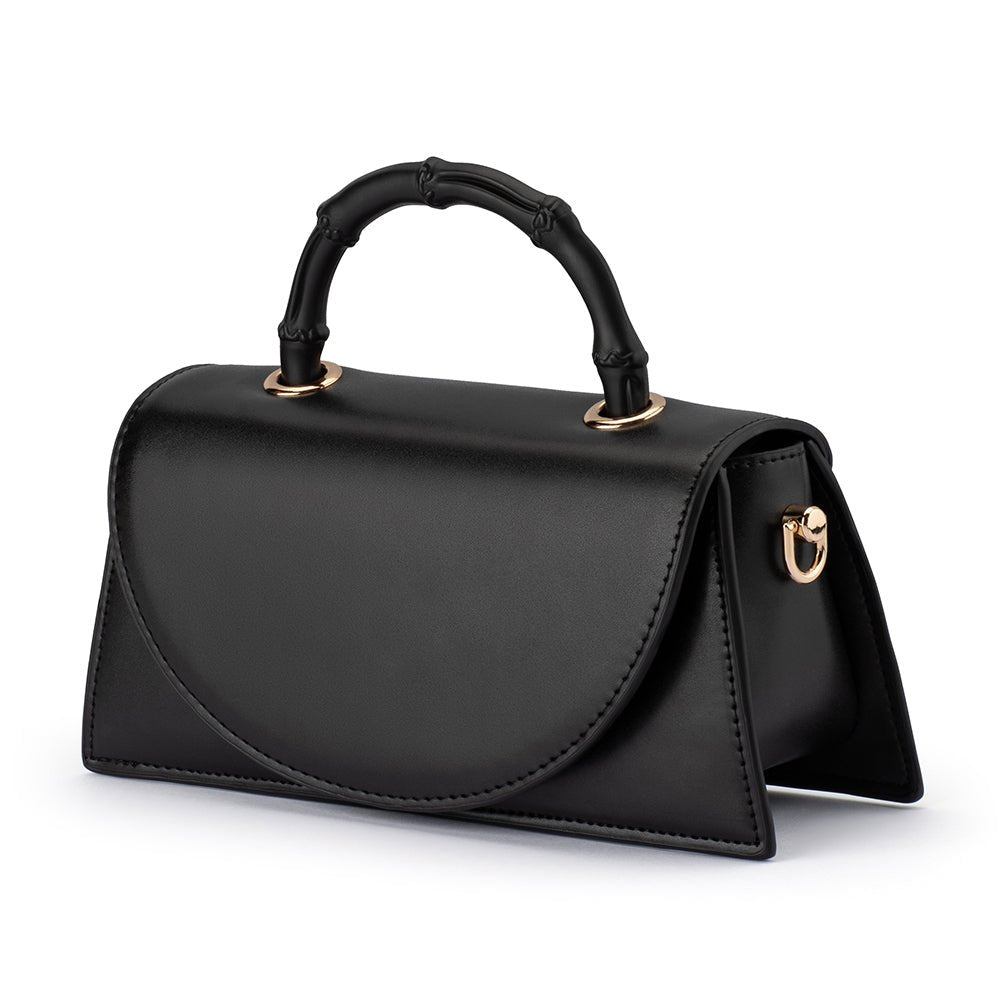 Olga Berg PHOEBE Bamboo Handle Bag (Black)