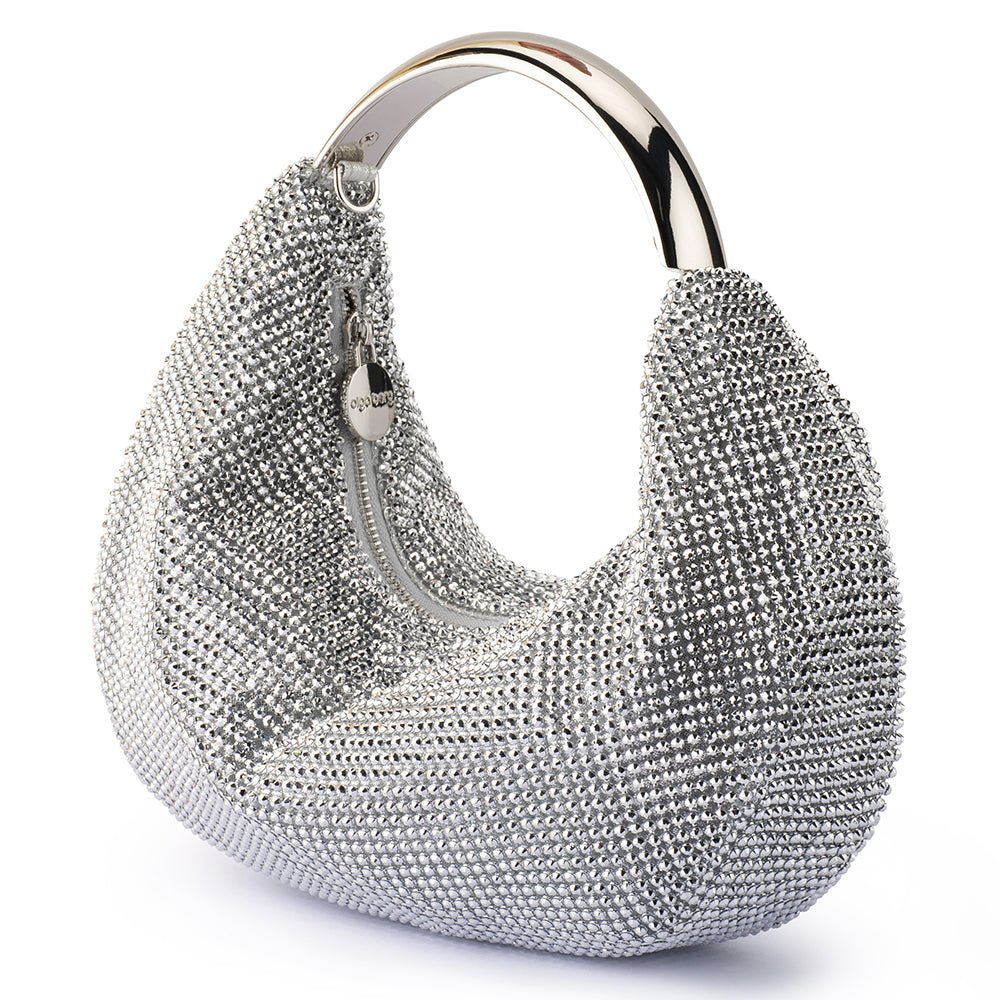 Olga Berg PIXIE Crystal Mesh Bag (Silver)