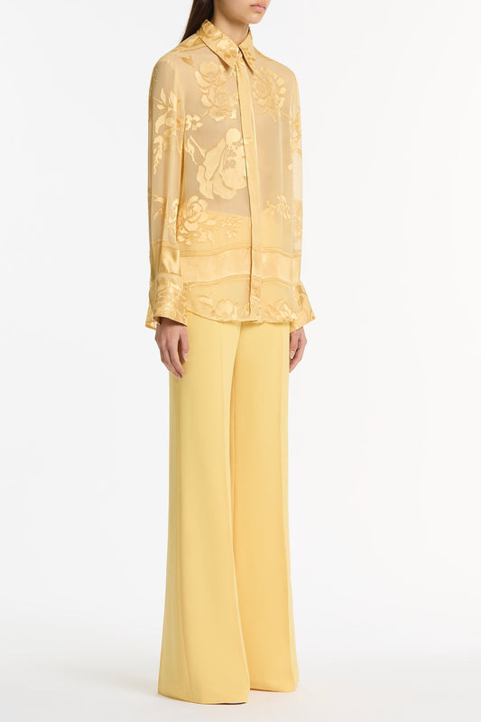 Carla Zampatti Pollen Devore Relaxed Shirt (Yellow)